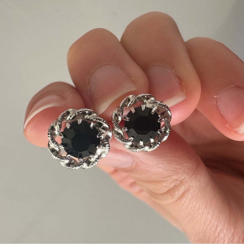 Sterling Silver and Black Studs
